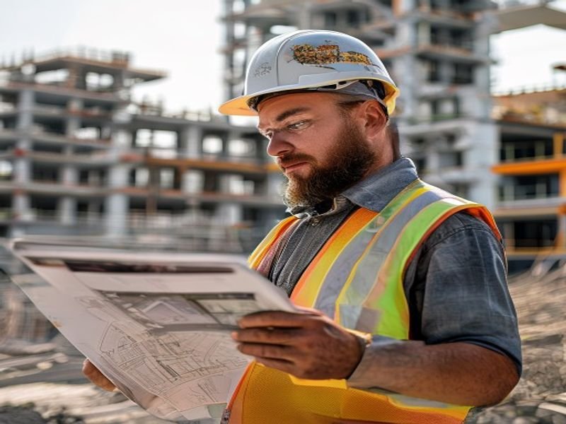 Engenheiro civil supervisionando obra
